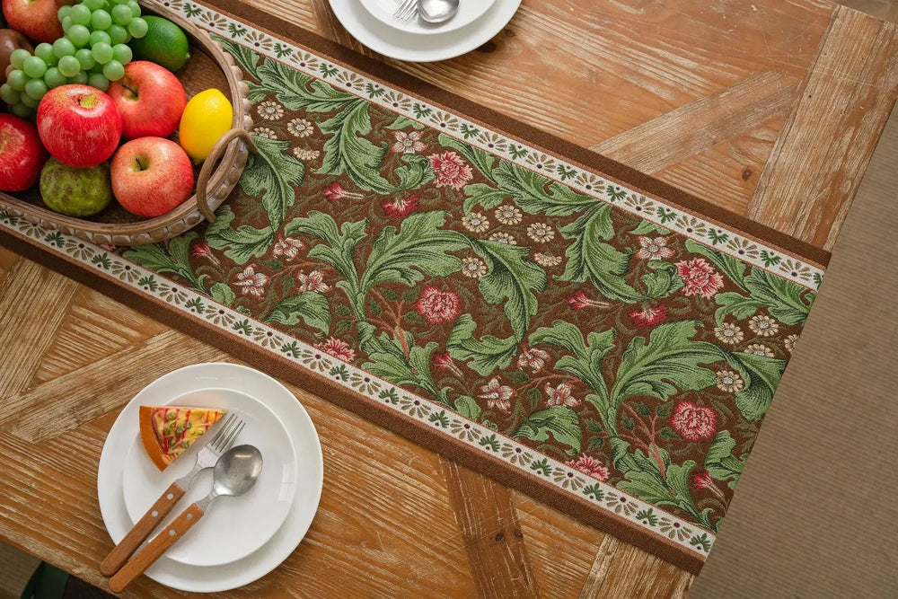 Jacquard-Tischläufer aus Polyester, Farbe: A, Grösse: 35x120 cm, mit Pflanzenstickerei