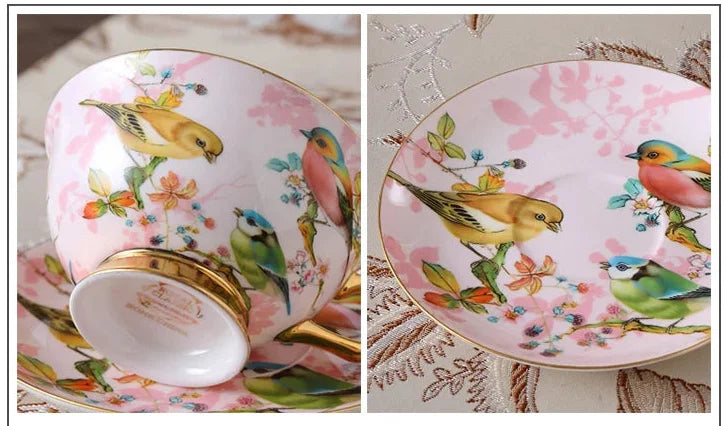 Pink Bird China Set – Elegantes Feinporzellan – Mehrteilig