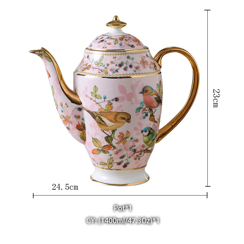 Pink Bird China Set – Elegantes Feinporzellan – Mehrteilig