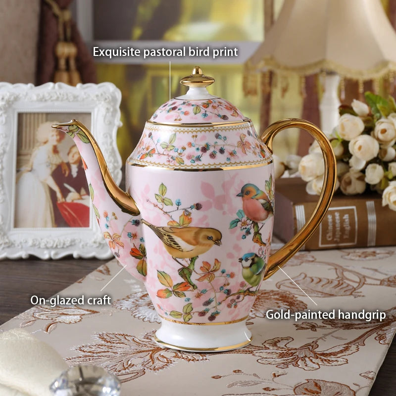 Pink Bird China Set – Elegantes Feinporzellan – Mehrteilig