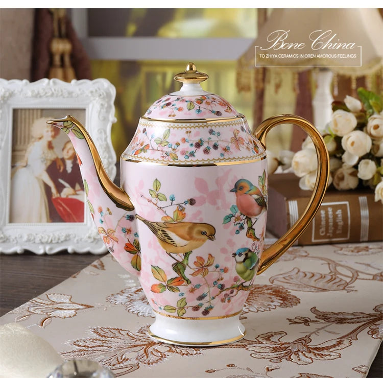 Pink Bird China Set – Elegantes Feinporzellan – Mehrteilig
