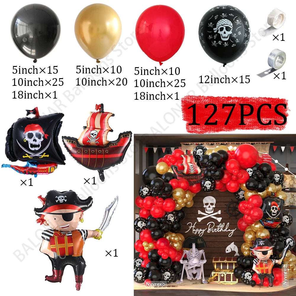 Piraten-Ballons Set – Latex Design – Partydeko 127Stk