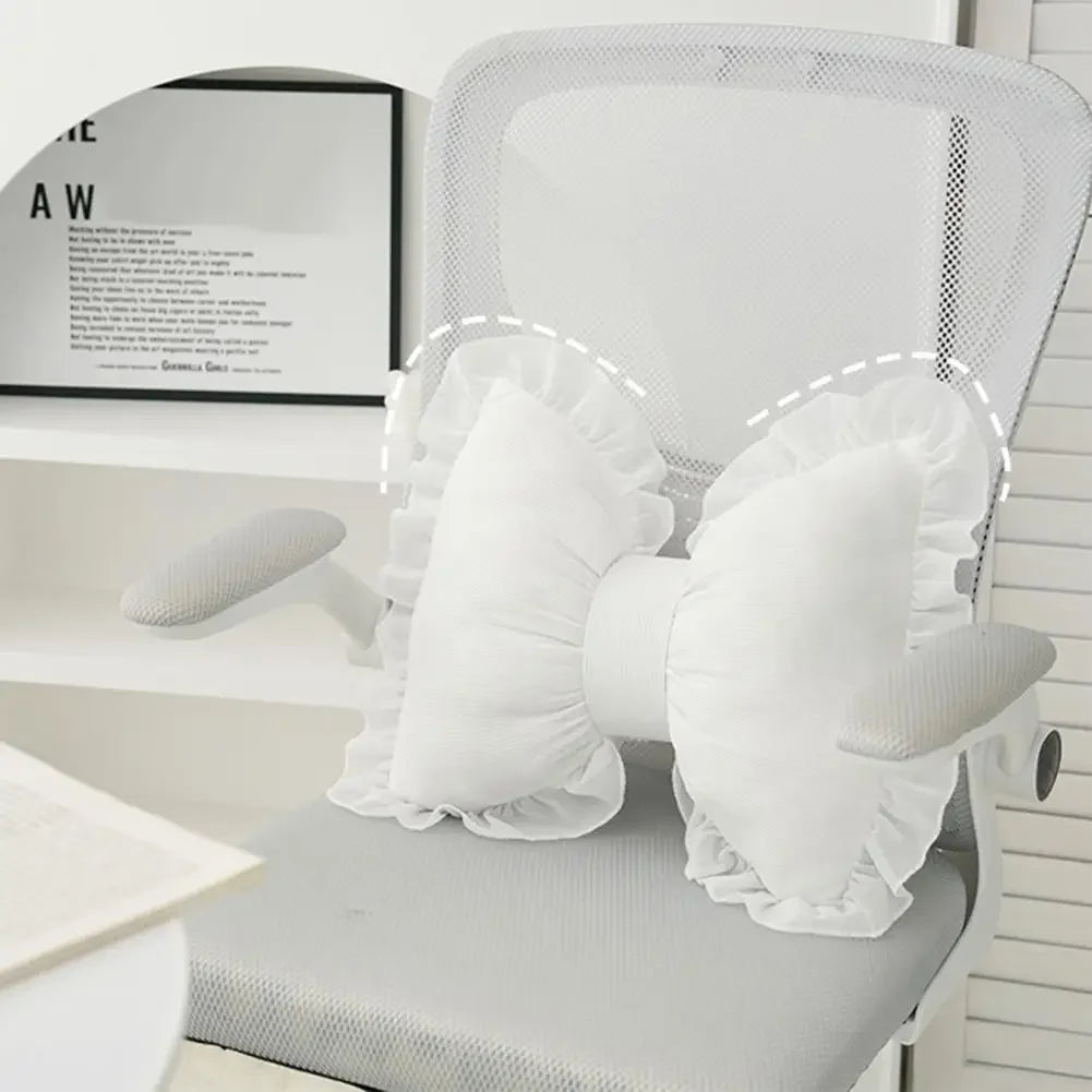 Plüsch Schleifen-Kissen – Romantische Spitze – 40x32cm