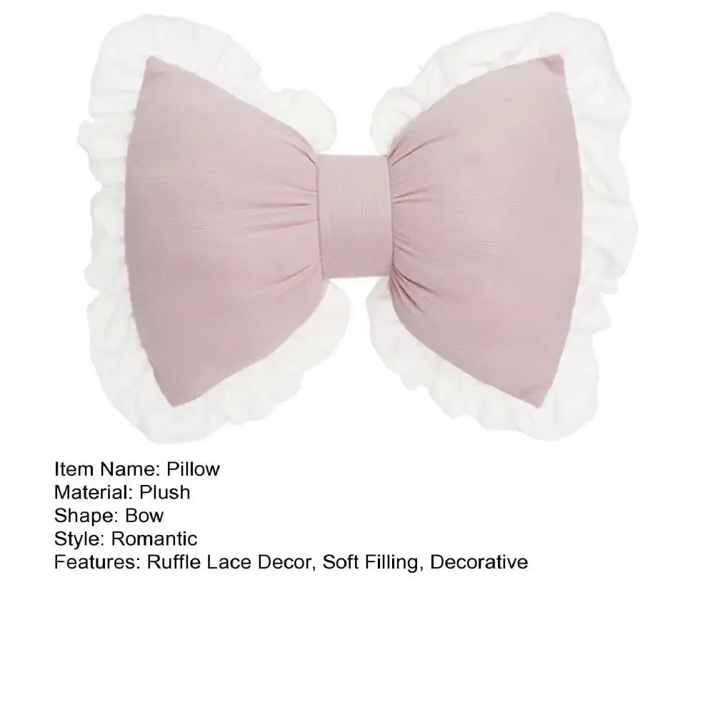 Plüsch Schleifen-Kissen – Romantische Spitze – 40x32cm