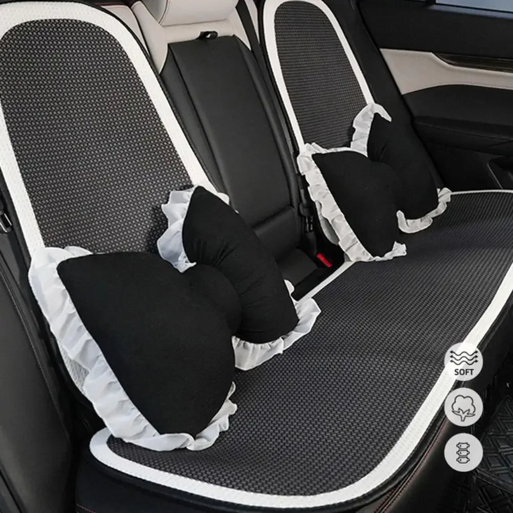 Plüsch Schleifen-Kissen – Romantische Spitze – 40x32cm