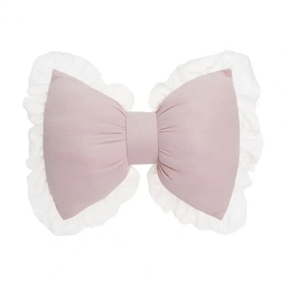 Plüsch Schleifen-Kissen – Romantische Spitze – 40x32cm