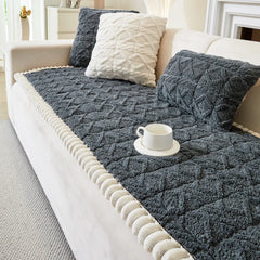 Modernes Plüsch Sofa Kissen aus 100% Baumwolle, Farbe: Grau, Grösse: 70x150 cm