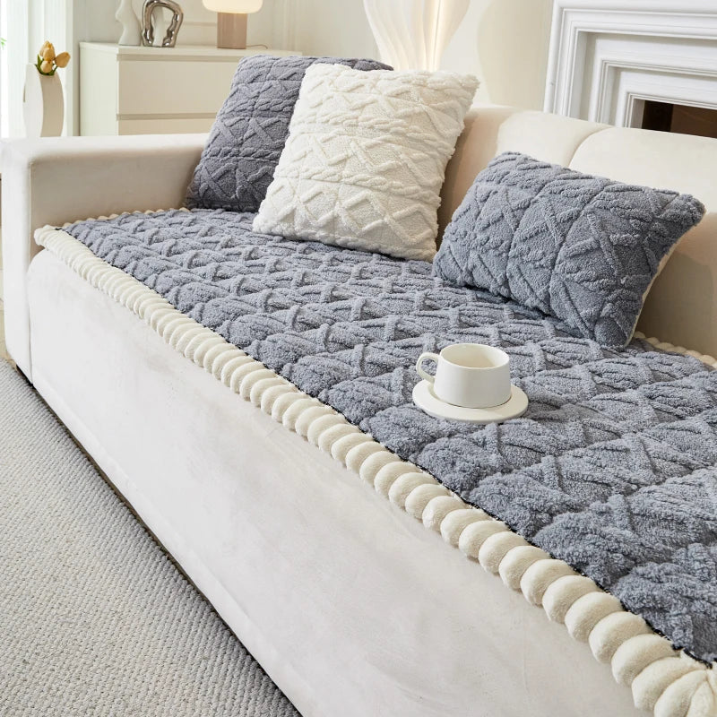 Plüsch Sofa Kissen, Farbe: Grau, 70x150cm aus Baumwolle im modernen Stil