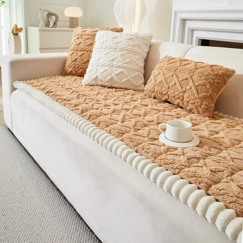 modernes plüschsofakissen aus baumwolle in grau, grösse 70x150 cm