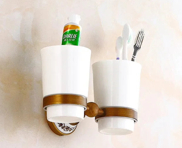 Porzellan Badezimmer Set – Wandmontiert Bronze