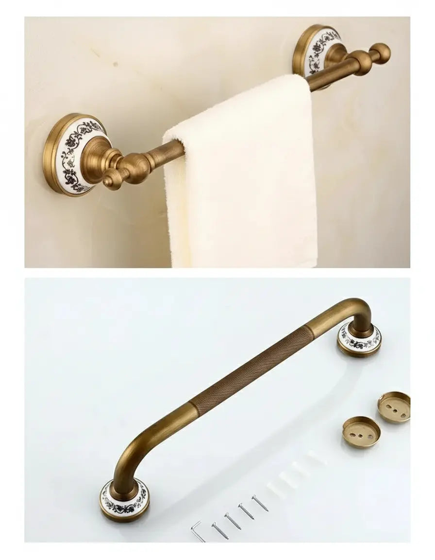 Porzellan Badezimmer Set – Wandmontiert Bronze