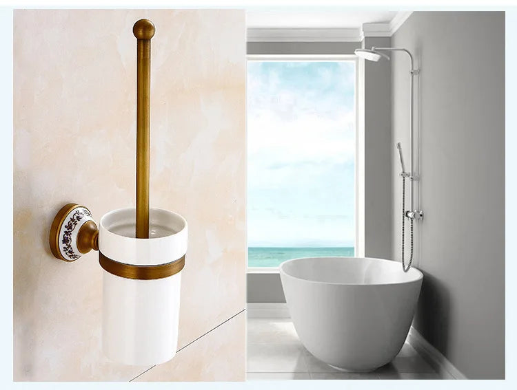 Porzellan Badezimmer Set – Wandmontiert Bronze