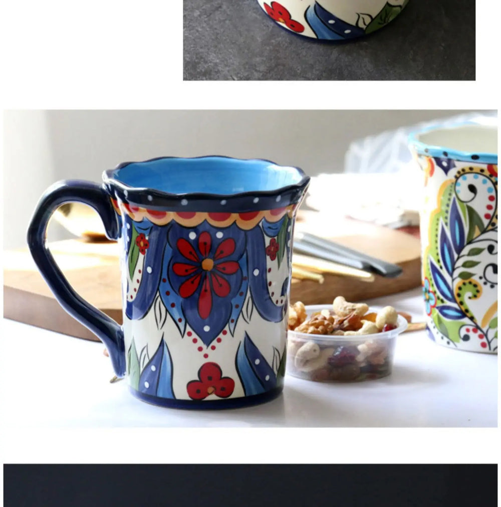 Porzellan-Keramiktasse – Handbemalt – 500ml