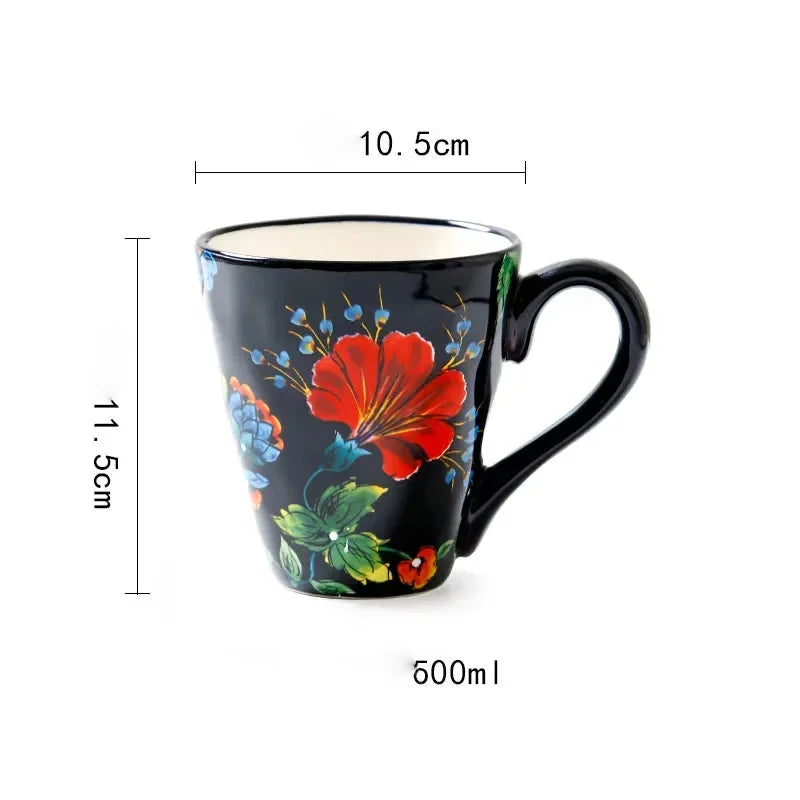 Porzellan-Keramiktasse – Handbemalt – 500ml