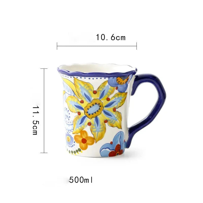 Porzellan-Keramiktasse – Handbemalt – 500ml