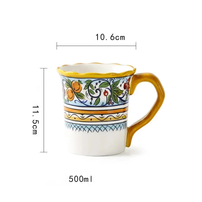 Porzellan-Keramiktasse – Handbemalt – 500ml