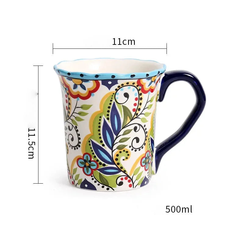 Porzellan-Keramiktasse – Handbemalt – 500ml