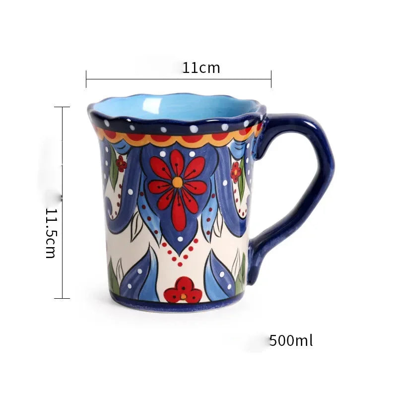 Porzellan-Keramiktasse – Handbemalt – 500ml