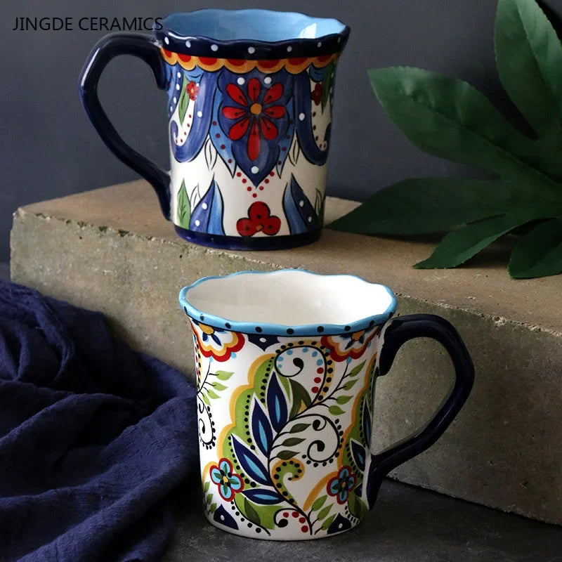 Porzellan-Keramiktasse – Handbemalt – 500ml