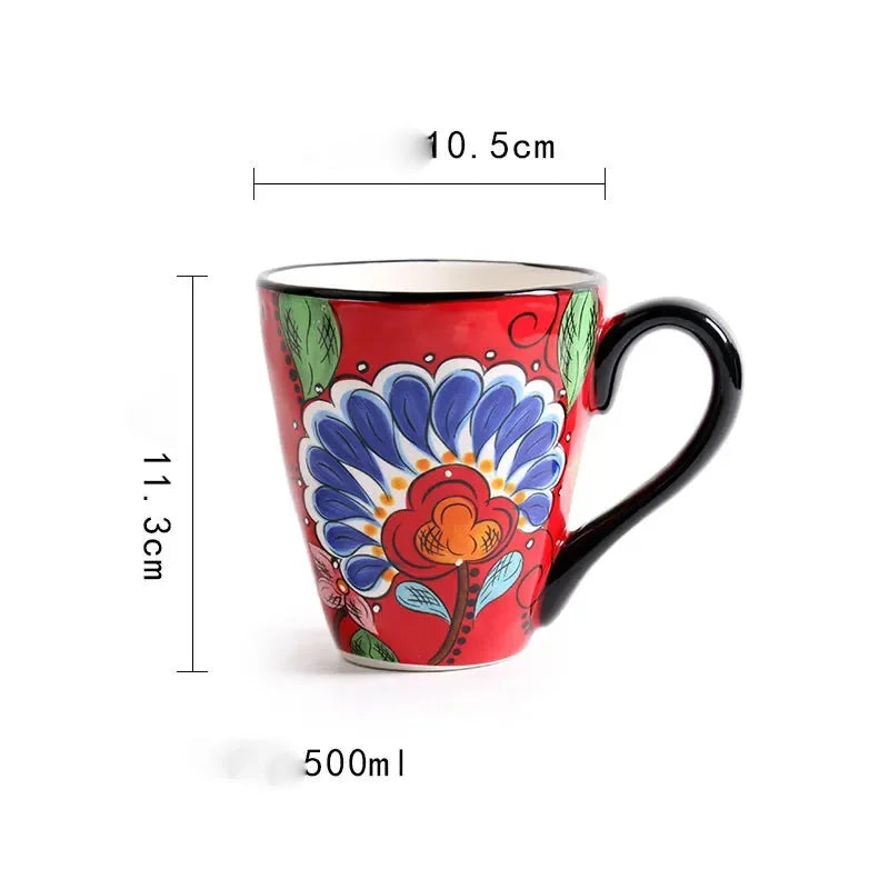 Porzellan-Keramiktasse – Handbemalt – 500ml