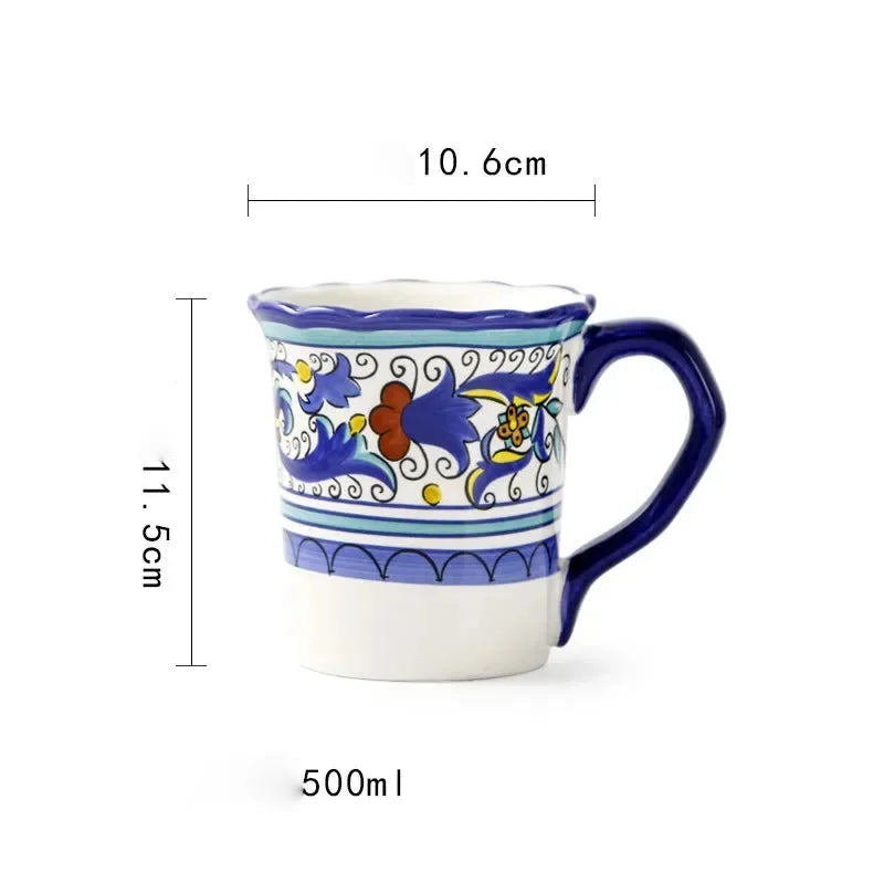 Porzellan-Keramiktasse – Handbemalt – 500ml