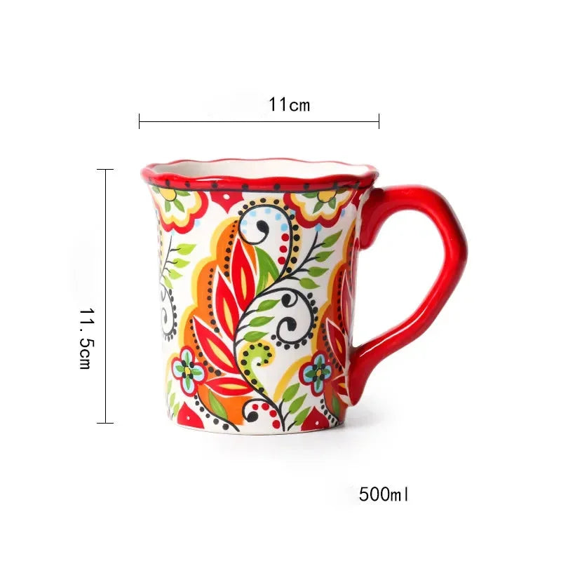 Porzellan-Keramiktasse – Handbemalt – 500ml