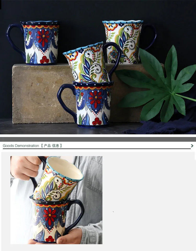 Porzellan-Keramiktasse – Handbemalt – 500ml