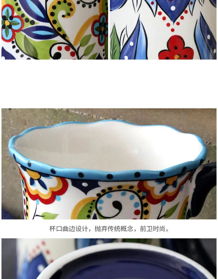 Porzellan-Keramiktasse – Handbemalt – 500ml