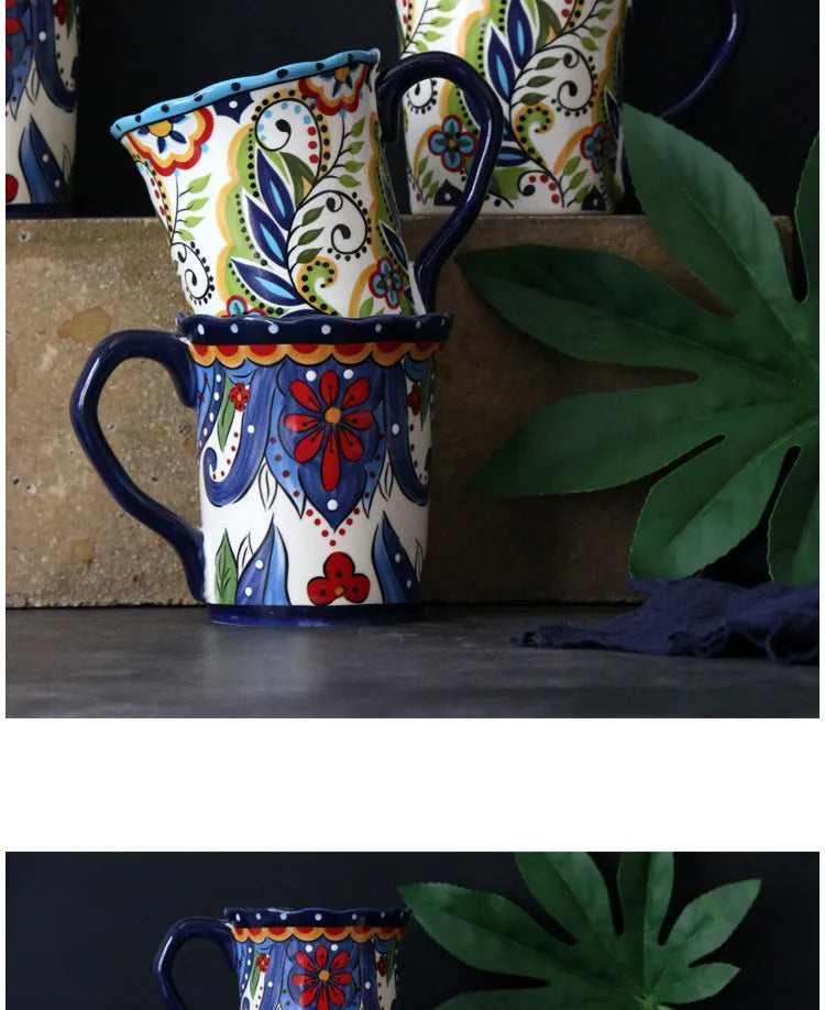 Porzellan-Keramiktasse – Handbemalt – 500ml