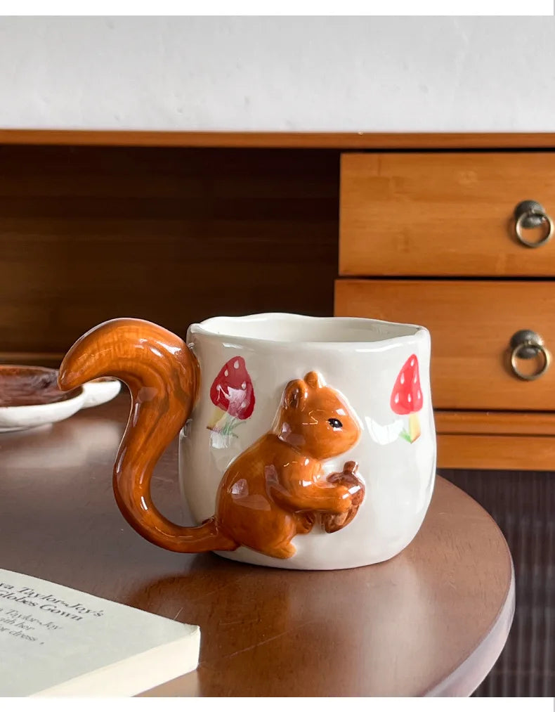 Porzellan-Teetasse & Untertasse - Eichhörnchen-Design - 350ml