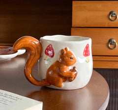 Porzellan-Teetasse & Untertasse - Eichhörnchen-Design - 350ml