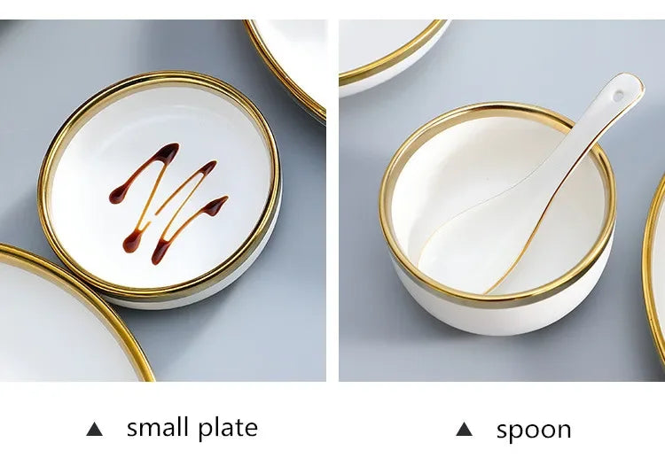 Porzellangeschirr – Weiss mit Goldrand – Vielseitige Sets