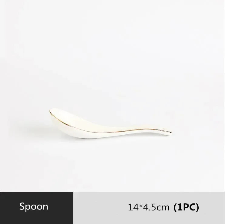 Porzellangeschirr – Weiss mit Goldrand – Vielseitige Sets