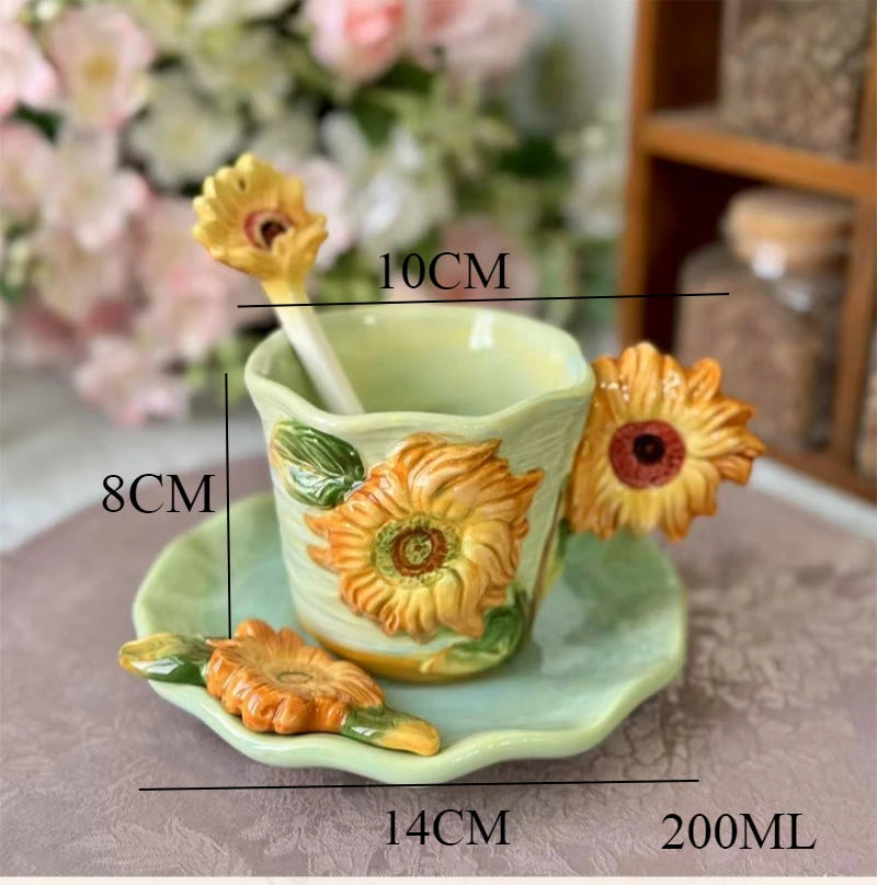 Porzellantasse – Unterglasur Sonnenblume – Umweltfreundlich