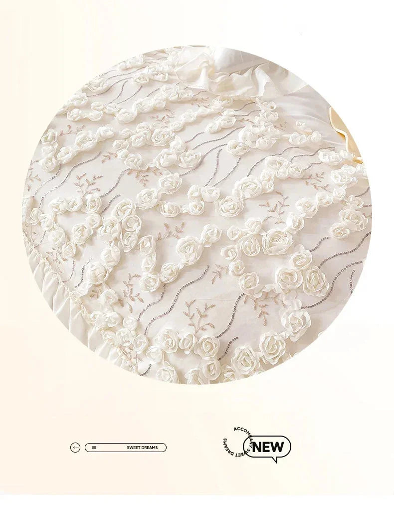 Prinzessin Rosa Bettwäsche – Spitze & Blumen – Verschiedene Grössen