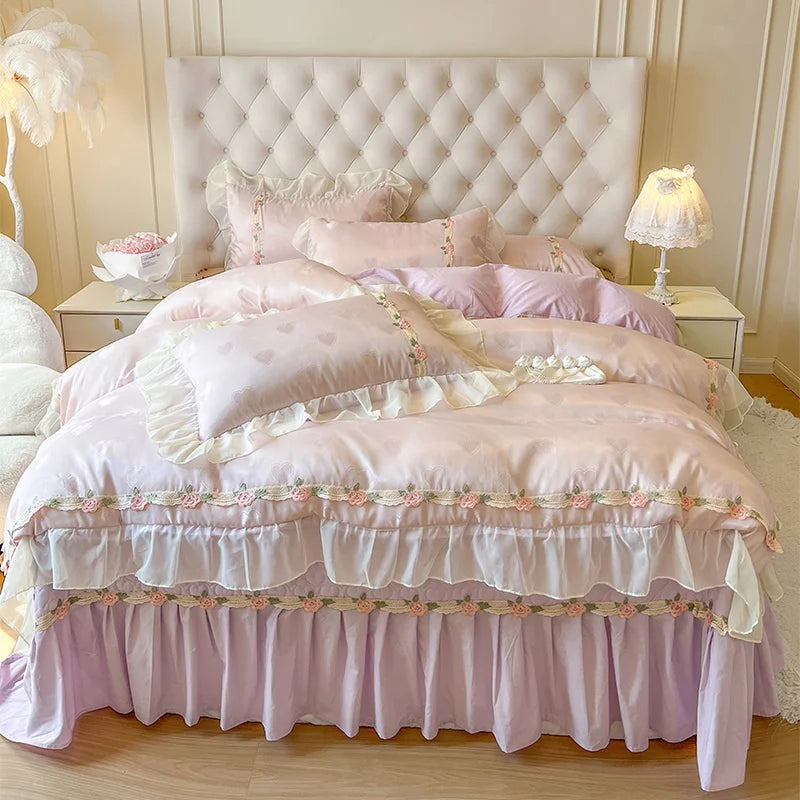Prinzessinnen Bettwäsche – Baumwolle Rüschen – Queen 200x230cm