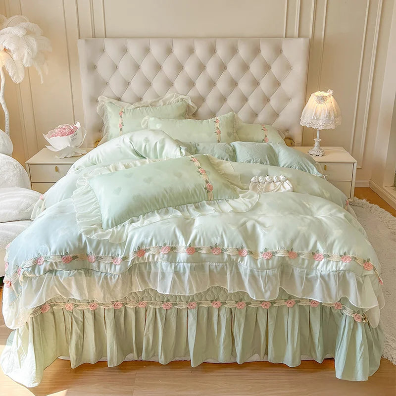 Prinzessinnen Bettwäsche – Baumwolle Rüschen – Queen 200x230cm