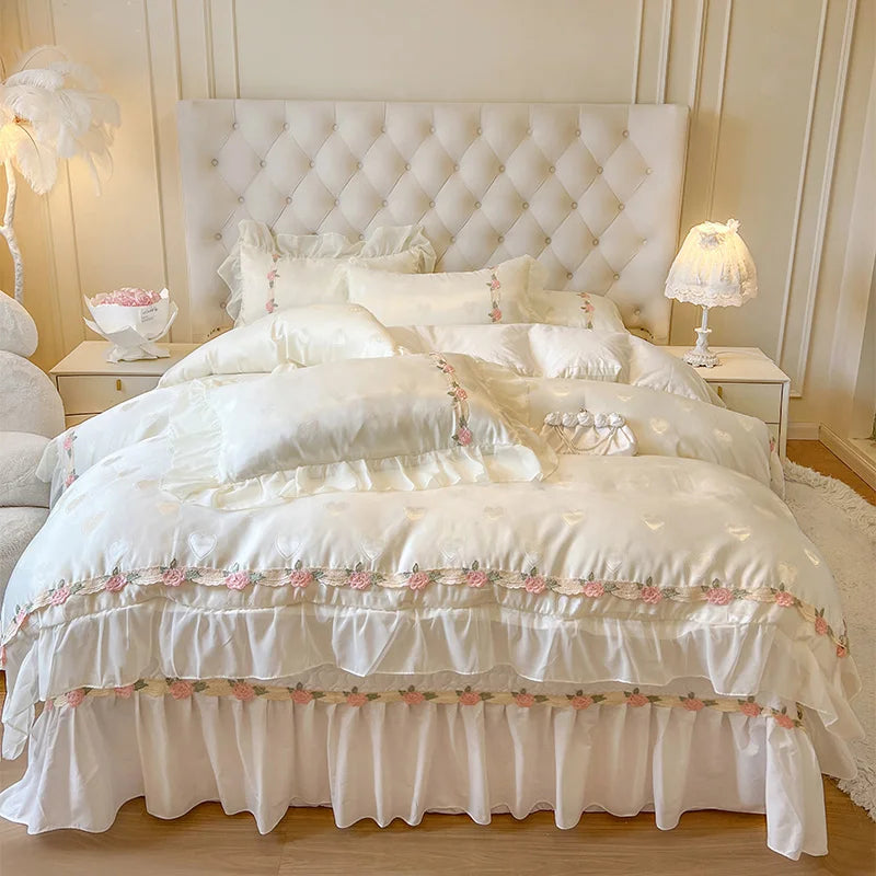 Prinzessinnen Bettwäsche – Baumwolle Rüschen – Queen 200x230cm