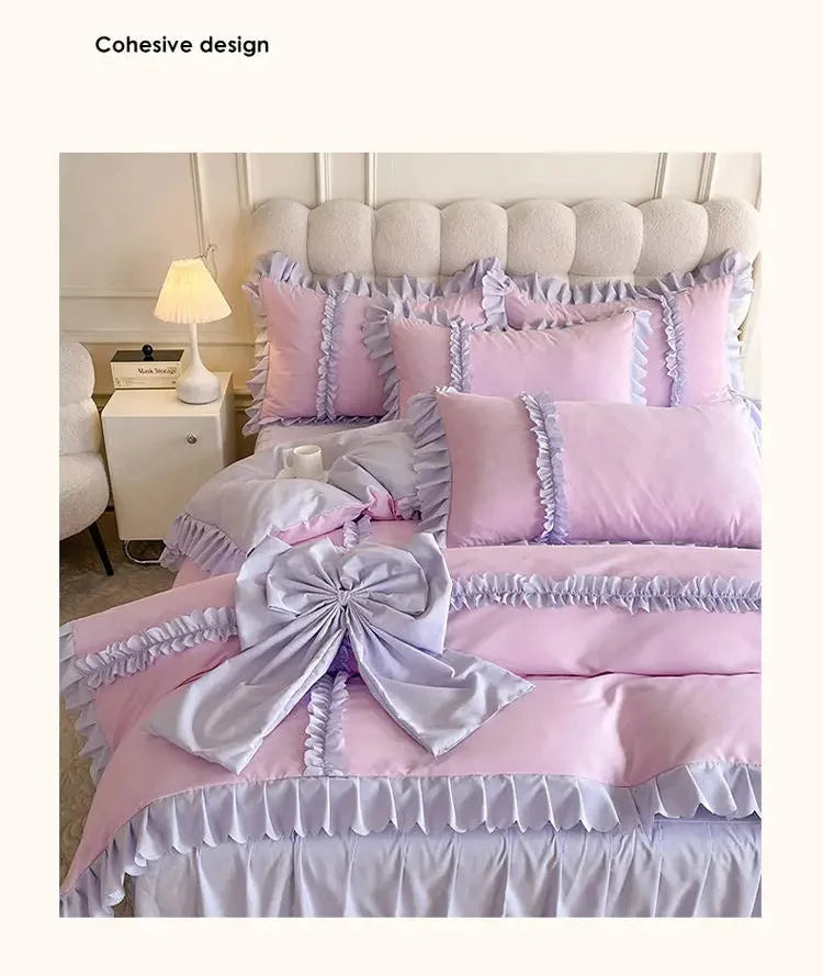 Prinzessin-Stil Bettbezug aus gestricktem Polyester Weiss, Grösse 200x230 cm