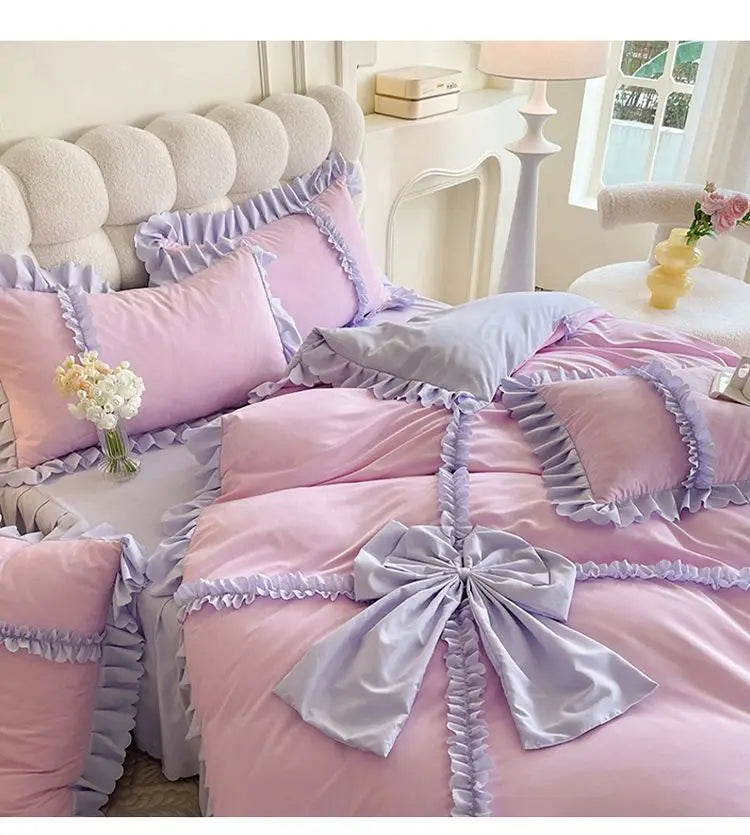 Prinzessin-Bettbezug aus gestricktem Polyester, Farbe: farbe08, Grösse: 200x230 4Teile 1.5m, luxuriöser Stil