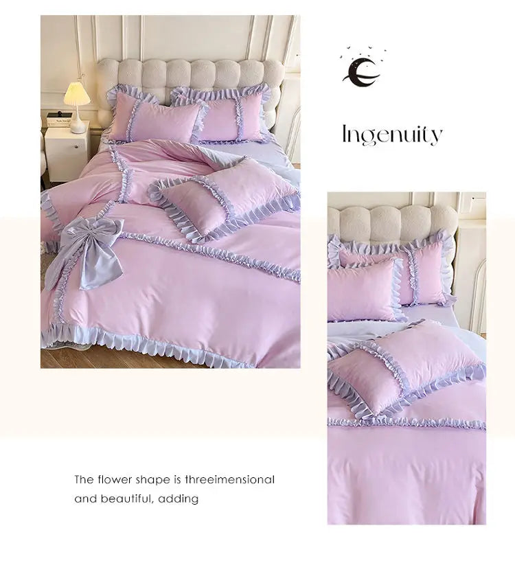 Prinzessin-Bettbezug aus Strick-Polyester in Farbe: farbe08, Grösse: 200x230 4Teile 1.8m