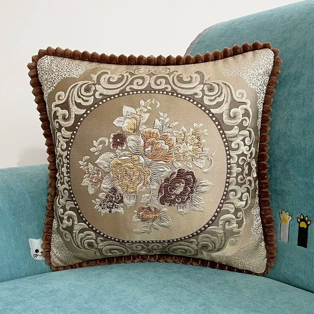 Quadratische Stickerei-Kissenhülle - Polyester/Baumwolle - 48x48cm