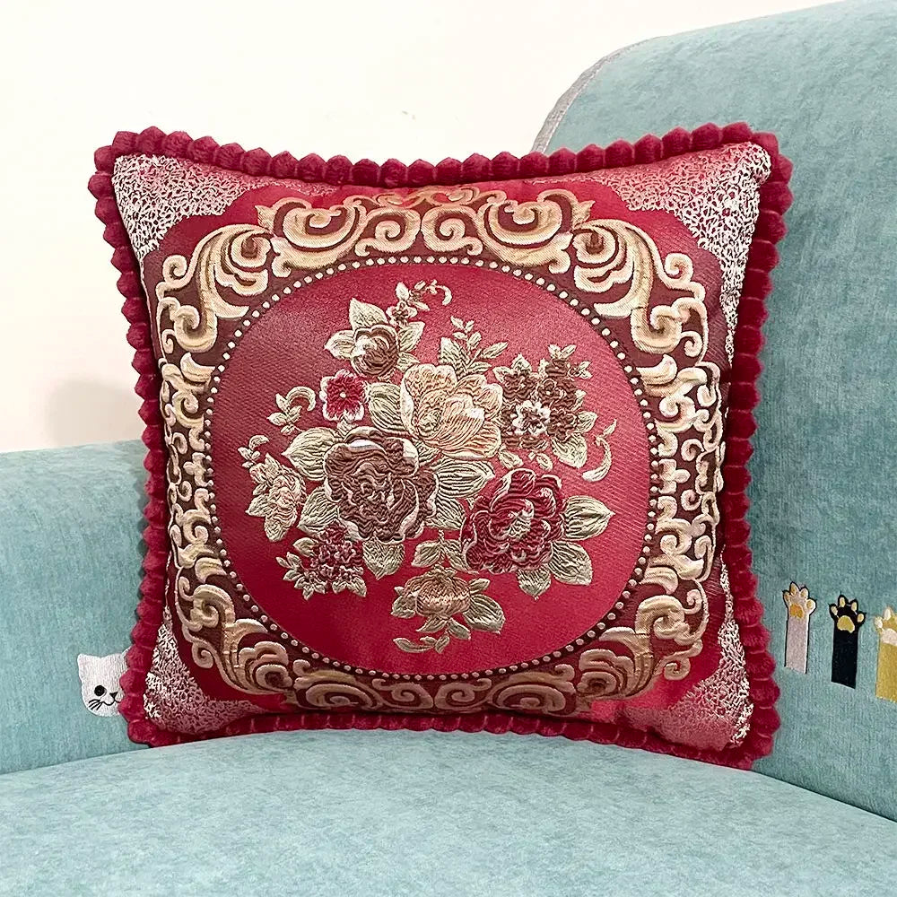 Quadratische Stickerei-Kissenhülle - Polyester/Baumwolle - 48x48cm