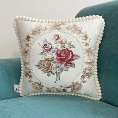 Quadratische Stickerei-Kissenhülle - Polyester/Baumwolle - 48x48cm