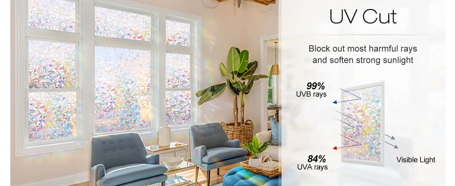 Regenbogen Fensterfolie – 3D Dekorativ – 55x500 cm