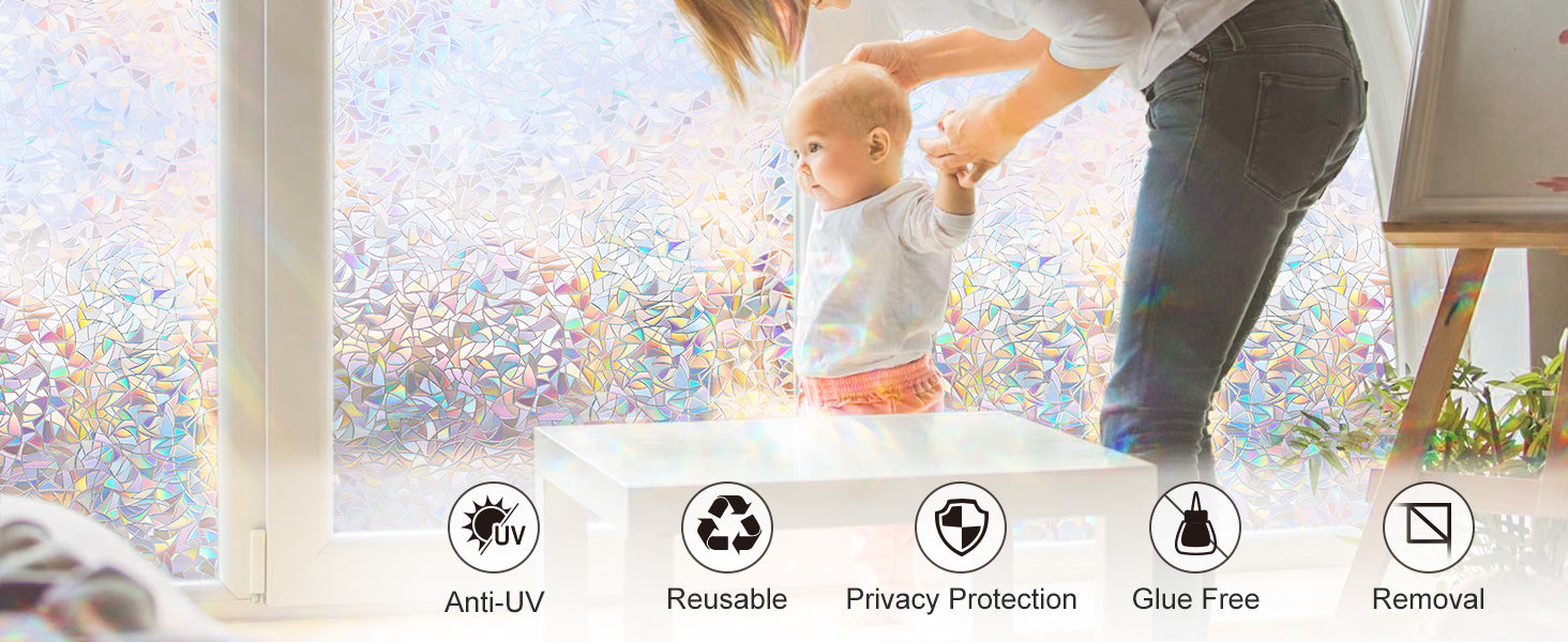 Regenbogen Fensterfolie – 3D Dekorativ – 55x500 cm