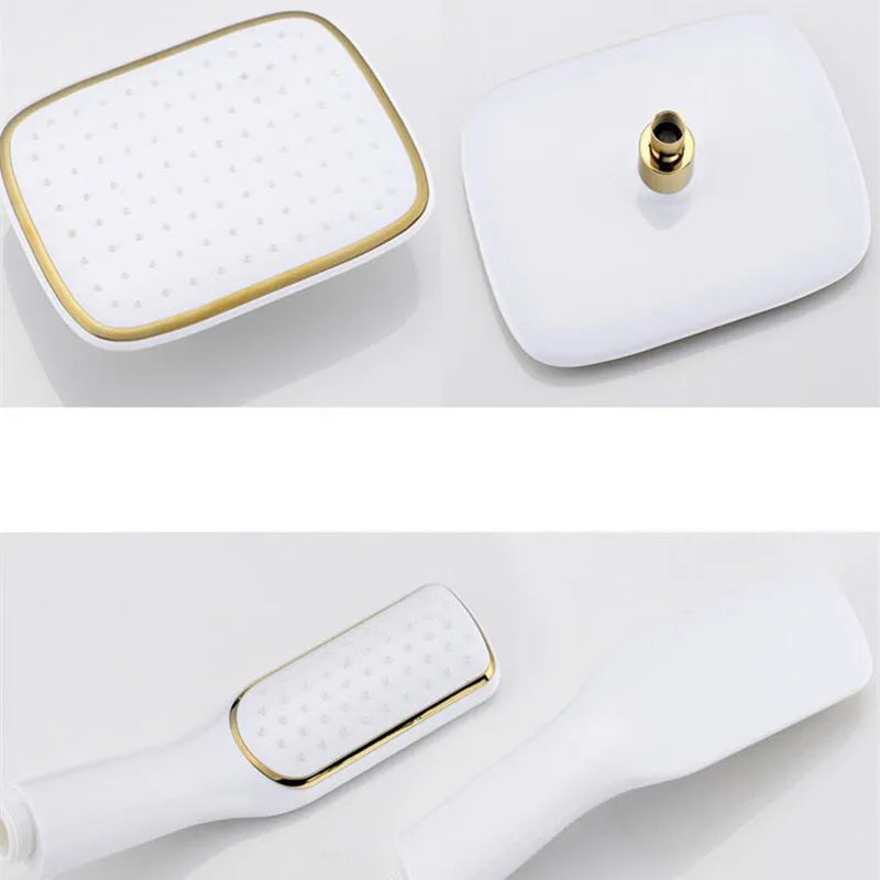 Regenbrausesystem – Messing Weissgold – Badezimmer Eleganz