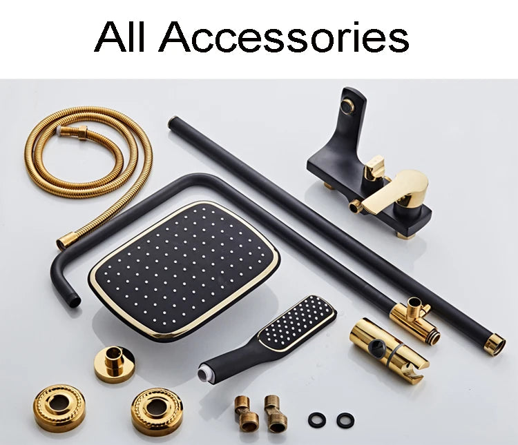 Regenbrausesystem – Messing Weissgold – Badezimmer Eleganz