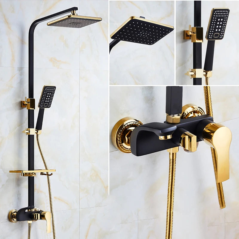 Regenbrausesystem – Messing Weissgold – Badezimmer Eleganz