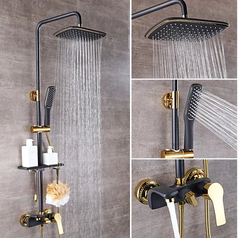 Regenbrausesystem – Messing Weissgold – Badezimmer Eleganz